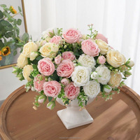 Flores Artificiales de Seda, Peonías, Ramo de Flores Romántico para Bodas, Arreglos Florales y Fotomatón, Precio de Fábrica