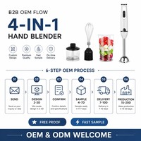Mixeur Plongeant 4-en-1 avec Moteur en Cuivre Pur 400W, 1 Vitesse, Fouet, Bol Amovible, Certifié VDE, Idéal pour Aliments pour Bébés