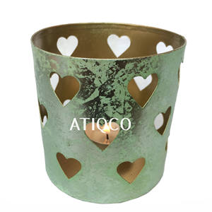 Coeur votif en fer dernier bougeoir moderne en métal vert support de photophore élégant pour la décoration de la maison beau pot de bougie - Product Image 2