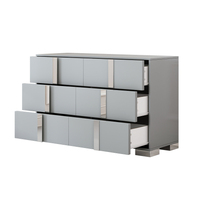 Commode élégante et moderne avec pieds en métal, armoire de rangement miroir à 6 tiroirs, écologique et durable pour la chambre à coucher