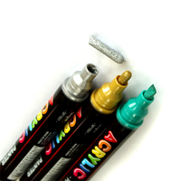SP1001 Lot de 12 marqueurs à peinture acrylique néon double pointe, stylos en plastique transparent avec 12, 18 ou 24 couleurs, ensemble de marqueurs acryliques permanents pour l'art