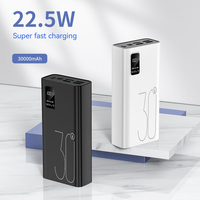 Power Bank 30000mah avec affichage numérique 4USB + Type C 5 sorties 22.5W Portable haute capacité charge super rapide Batteries externes