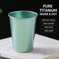 Bouteille d'eau portable légère à paroi simple en titane pur de 380 ml pour usage quotidien