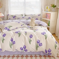 Parures de Lit en Gros 100 % Polyester 4 Pièces : 1 Housse de Couette, 1 Drap de Lit et 2 Taies d'Oreiller, Ensemble de Literie avec Fermeture Éclair