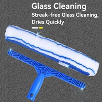Brosse applicatrice d'eau en verre en gros, raclette de nettoyage de fenêtres avec éponge et manche en plastique