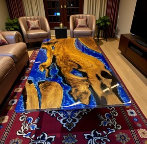 Mesa de Resina Epoxi de Madera de Río, Venta Directa de Fábrica, Mesa de Comedor para Sala de Estar con Mesa de Centro de Madera y Resina Epoxi - Product Image 1