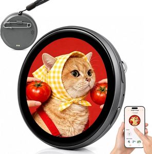 Badge électronique en métal E87 avec écran d'affichage, 600 mAh, 1,7 pouce HD, série mini mignonne, accessoire cadeau pour sacs à dos et vêtements - Product Image 1