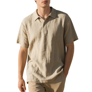 Polo en coton à manches courtes vert pour homme, décontracté, respirant, couleur unie, coupe classique, style Oxford tissé - Product Image 3