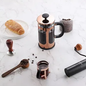 Custom Logo New Design Metal French Press Mini Glass Coffee Maker With Plunger