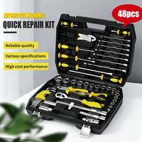 Ensemble d'outils à main de qualité industrielle OEM ODM de 48 pièces, kit d'entretien automobile, jeu de clés à cliquet en acier, vente en gros d'usine
