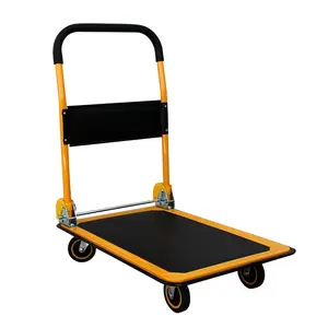 Folding Hand Push Carts And Trolleys Platform Truck With Antiskid Wheels