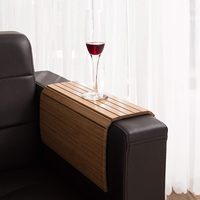 Plateau d'accoudoir de canapé en bois Plateau de tambour en bois de bambou fabriqué à la main Flexible et pliable adapté au plateau de bras de canapé de caboteur de tasse de nourriture