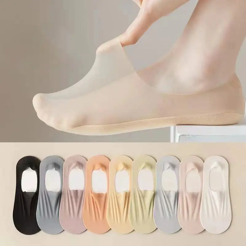 Summer invisible ankle socks hidden No Show Ultra-thin Breathable Sock Solid Color Ice Silk Low Cut Boat Socks