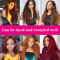 Gelombang air mewah basah dan bergelombang Remi Brasil campuran rambut kepang bagian tipis rambut manusia Afro wig renda depan tanpa lem