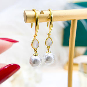 21592DIY Accessoires en perles Argent 925, Supports de perles vides pour boucles d'oreilles, Crochets d'oreille en argent tendance pour perles rondes de 8-11mm, Boucles d'oreilles pendantes mode - Product Image 2