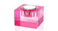 Support de bougie courte en plexiglas, bloc de bougie chauffe-plat en lucite, cube rouge en acrylique, porte-bougie chauffe-plat