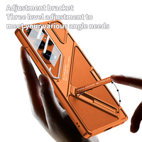 Étui de téléphone en cuir fin style Mecha pour Samsung Galaxy S23 S24 S25 S26 Ultra avec protection d'objectif et support intégré