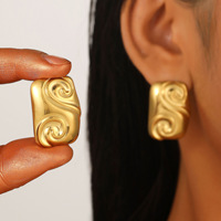 Boucles d'oreilles en acier inoxydable poli, design géométrique cœur pêche et soleil, pour femme, style audacieux