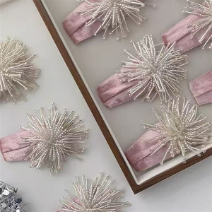 New Style Fireworks Beaded Velvet Pink BB Hair <b>Clip</b> Versatile Side Alloy Earrings 5cm Unisex Sweet Hair Accessory - Product Image 2