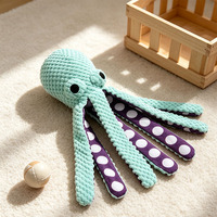 Jouet pour animaux de compagnie en peluche pieuvre - Résistant aux morsures - Fonction de grincement - Parfait pour le jeu interactif - Remplissage en coton PP