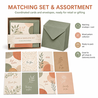 Ensemble de cartes à notes esthétiques minimalistes, cartes de vœux botaniques abstraites avec enveloppes, papeterie personnalisée en gros