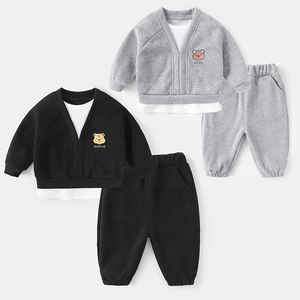 Ensemble haut à manches longues et pantalon décontracté pour bébés garçons, motif de dessin animé mignon, tenue confortable pour printemps et automne - Product Image 1