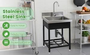 Évier de cuisine monobloc amovible en acier inoxydable <span class=keywords><strong>Skywater</strong></span> TM7540TZ, à poser sur comptoir, pour extérieur et jardin, deux bacs simples - Product Image 3