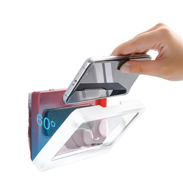 Waterproof Anti-Slip Bathroom Mobile Phone Holder Stick-On Wall Mount Stand with Anti-Fog Feature