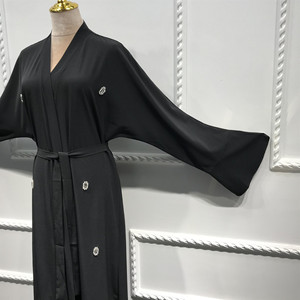 Árabe cintura simple abalorios flor sección larga elegante personalizado musulmán vestido de mujer abaya - Product Image 1