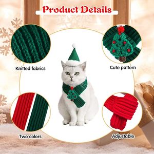 Écharpe de Noël pour animaux de compagnie, tricotée, douce et chaude, pour chats et chiens, vêtements de fête pour l'automne et l'hiver - Product Image 2