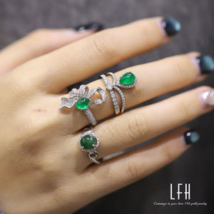 Anillos de Boda Personalizados de Oro de 18K, Oro Sólido Real de 10K, 14K y 18K con Esmeralda Natural, Oro Real de 18K - Product Image 5