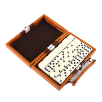 Jeu de dominos de table portable 6-en-1 personnalisable en ivoire, non toxique, avec étui en cuir et bois, jeu de casino