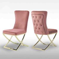 Chaise de salle à manger moderne de luxe en velours avec cadre en acier inoxydable, dossier haut, pour la maison, l'hôtel, l'entrepôt, le stockage, le parc et l'ameublement