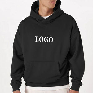 Sudadera con Capucha Negra para Hombre, Algodón y Felpa, Corte Regular, Logotipo Frontal, Estilo Casual para Otoño - Product Image 1