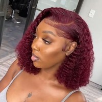 Design de mode 12 pouces belle Texture cheveux humains dentelle avant fermeture longue perruque en gros Jerry bouclés perruques de cheveux humains