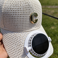 Casquette de baseball unisexe respirante en maille avec ventilateur solaire USB intégré, ajustable, idéale pour l'extérieur et le travail estival, 100 % polyester