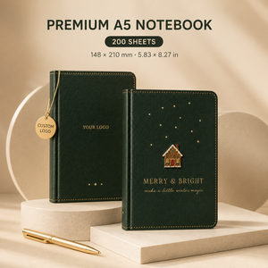 Individuelles Logo A5 Weihnachts-Hardcover PU-Leder Notizbuch 100 Blatt Liniertes Journal Fröhliches Festtagsgeschenk <span class=keywords><strong>Studenten</strong></span> Großhandel OEM - Product Image 1
