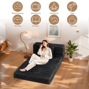 Canapé-lit <span class=keywords><strong>convertible</strong></span> 4 en 1, taille Queen, pliable, avec oreiller et matelas en mousse haute densité - Product Image 4