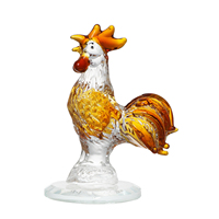 Figurine de coq en cristal poli, écologique, gravée, miniature peinte à la main, objet de collection d'art populaire