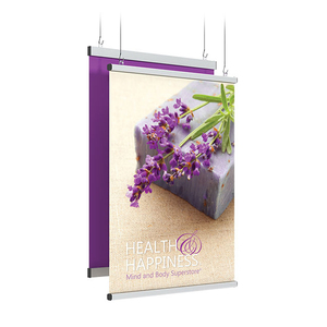Hanging Banner Fabric Vinyl <b>Poster</b> Hanger Double Sided Printed Banner with Hanging Grippers - Product Image 1
