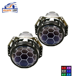 AlcantaLED <span class=keywords><strong>3</strong></span>.0 pouces D1S D2S Phare de voiture Hella <span class=keywords><strong>3</strong></span>/5 <span class=keywords><strong>G5</strong></span> Bi-xénon Lentille de projecteur Nid d'abeilles Football Bleu Verre Aluminium Rétrofit - Product Image 1