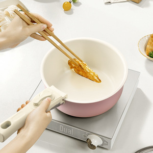 Set di <span class=keywords><strong>pentole</strong></span> da 15 pezzi coreano senza fumo in alluminio con manico staccabile, coperchio in vetro trasparente e wok con fondo a induzione - Product Image 2