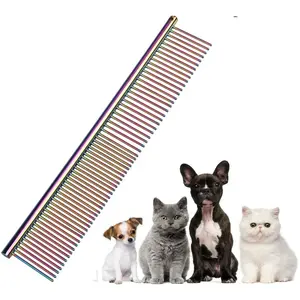 Placcato rimovibile Pet Dog Grooming pettine in acciaio inossidabile pettine per cani largo in metallo pulci per cani gatti