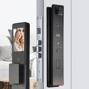 Nuevo diseño Tuya inteligente WiFi ajustable puerta de madera aleación de aluminio negro reconocimiento facial cerradura de puerta inteligente - Product Image 1