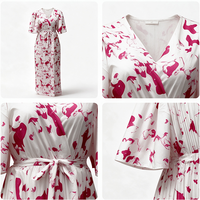 Nouvelle Robe Décontractée Ample Imprimée Style Rétro avec Taille Cintrée et Effet Drapé pour la Vente en Gros 6450
