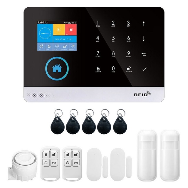 433MHz Wireless WIFI + GSM Auto-dial Alarm Security System LCD Display Door Sensor PIR Motion Sensor Phone APP