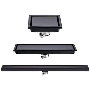 Drain de sol linéaire moderne en acier inoxydable noir YOTO, drain de douche encastrable noir mat, insert OEM/ODM pour salle de bain et baignoire - Product Image 1