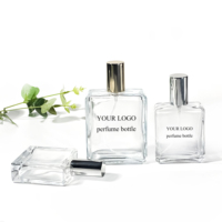 Flacon de parfum en verre de luxe vide en gros, vaporisateur rectangulaire, atomiseur de parfum, 20 ml, 30 ml, 50 ml, 100 ml