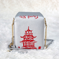 Sac à main pour femme en cuir avec chaîne, style boîte à emporter chinoise, design de créateur, tendance, sac fourre-tout, sac à bandoulière et sac porté croisé