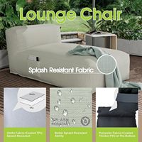 Chaise longue Dineli pour l'extérieur, résistante à l'eau, rembourrage en mousse, vert clair, longueur 59'', mobilier de piscine et de patio